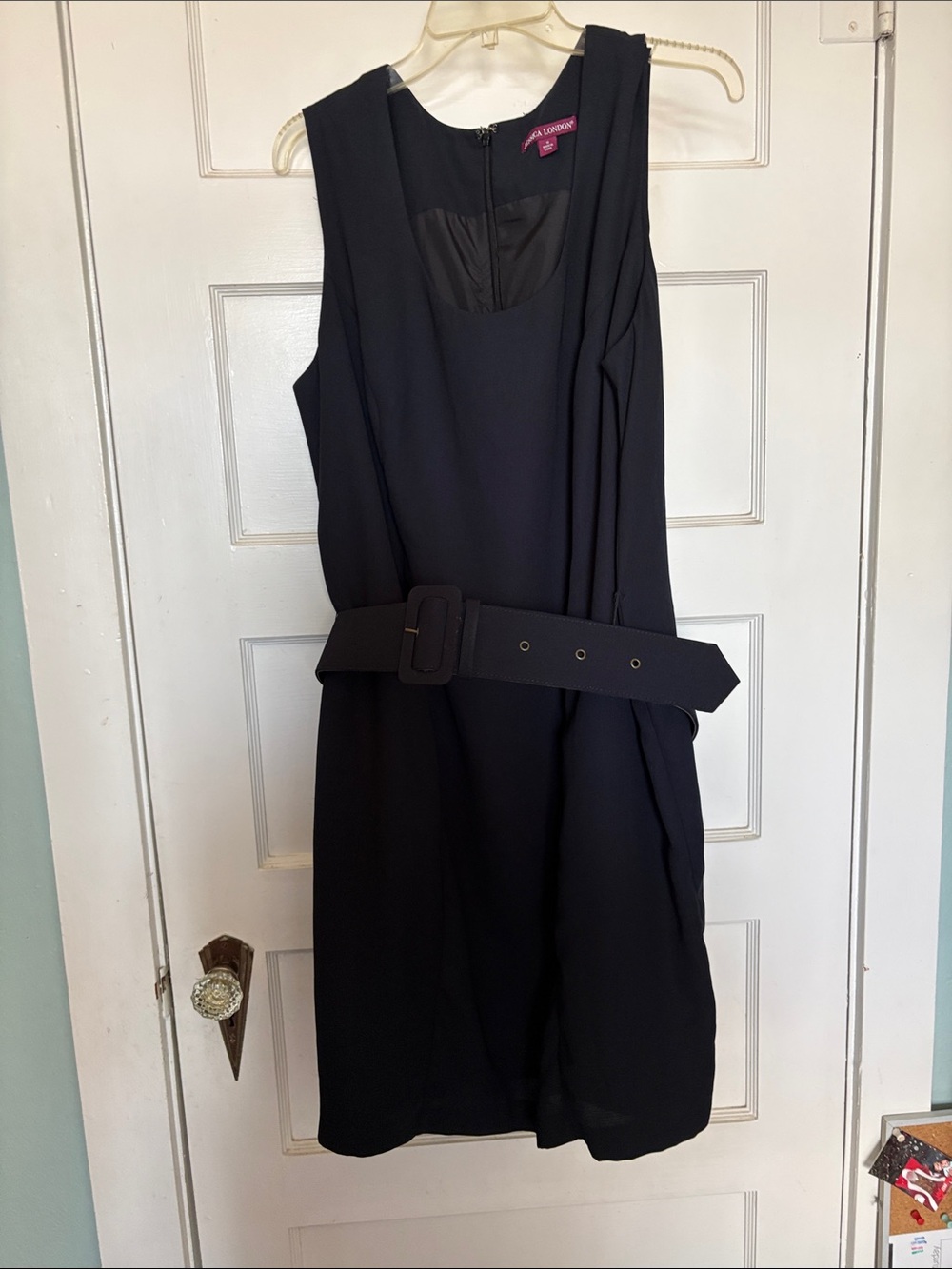 Jessica London Navy Blue Sleeveless Belted Shift Dress Size 18